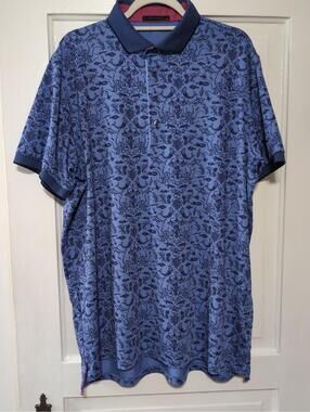 Grayson Golf Polo Underwater Blue Fish All Over Print Performance Men's XL(1321)